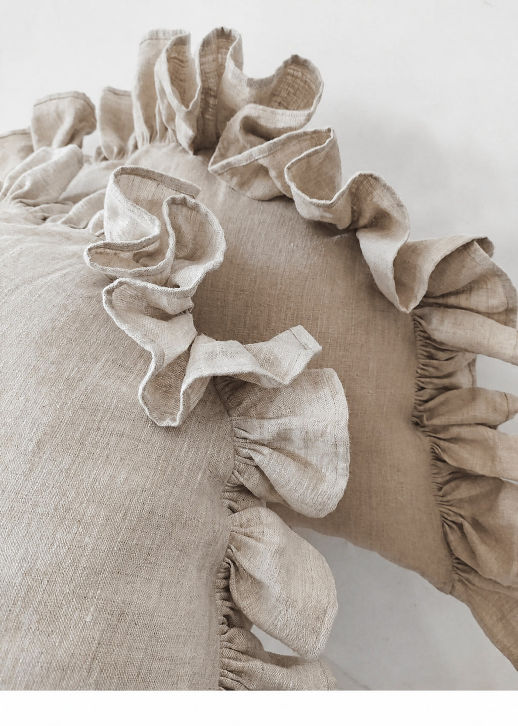 Ruffled Linen Pillow Cover - Soft Pastel - soft violet