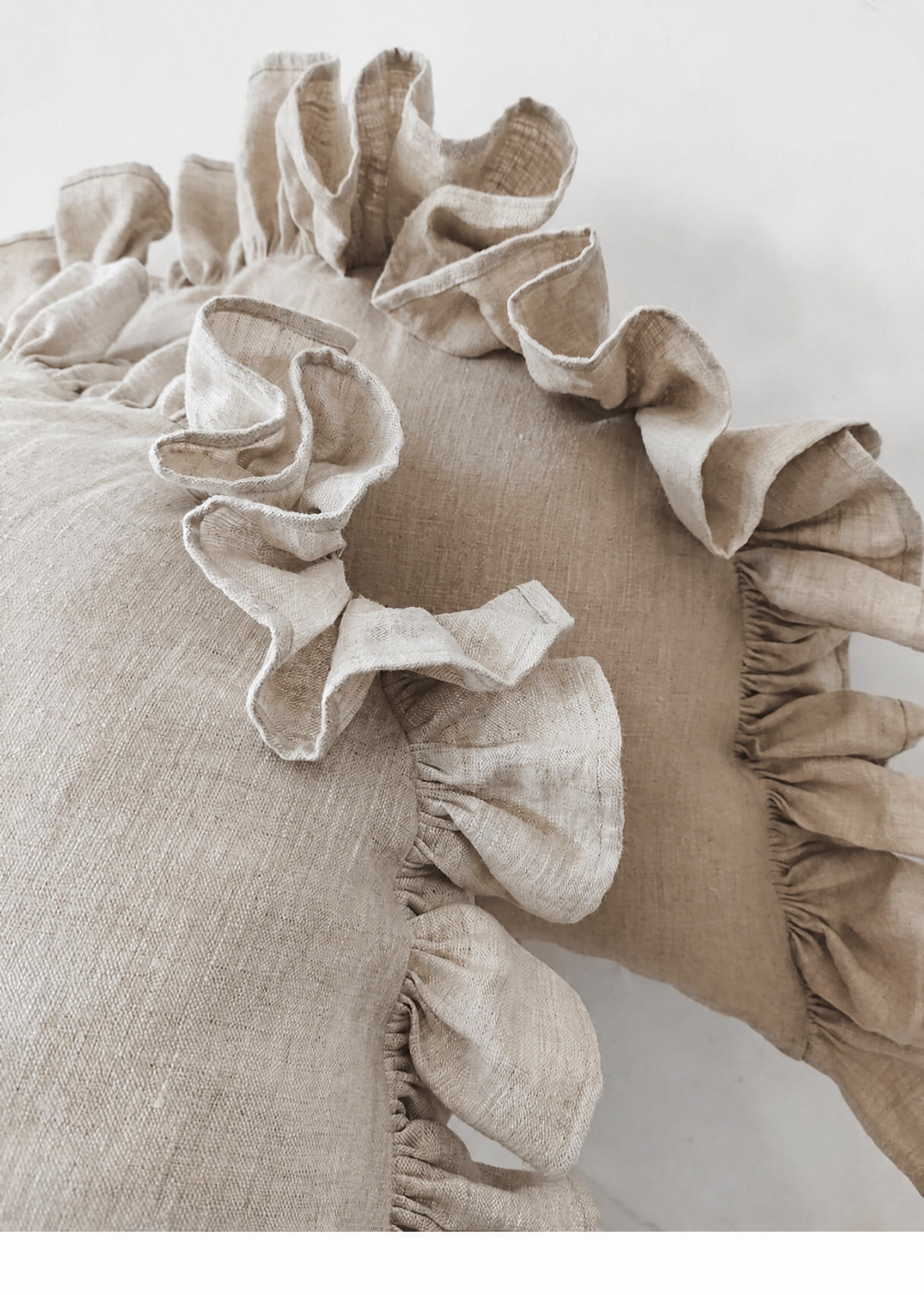 Ruffled Linen Pillow Cover - Soft Pastel - soft violet