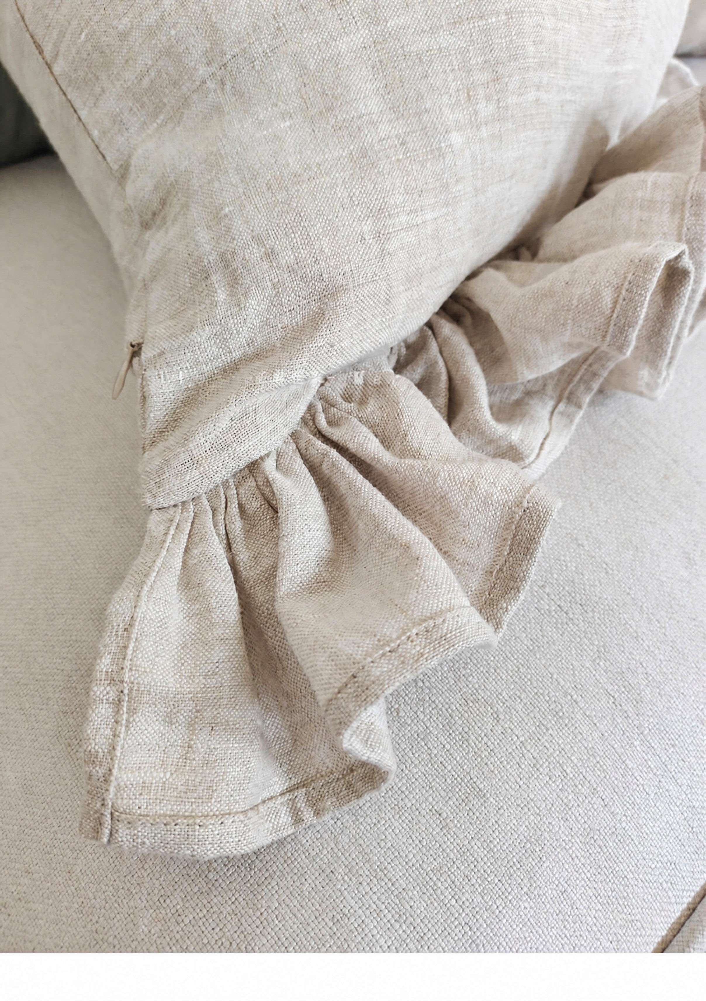 Ruffled Linen Pillow Cover - Soft Pastel - soft violet