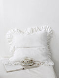 Ruffled Linen Pillow Sham - 100% Stonewashed Natural Linen -  Light pink