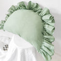 Ruffled Linen Pillow Cover - Soft Pastel - soft violet